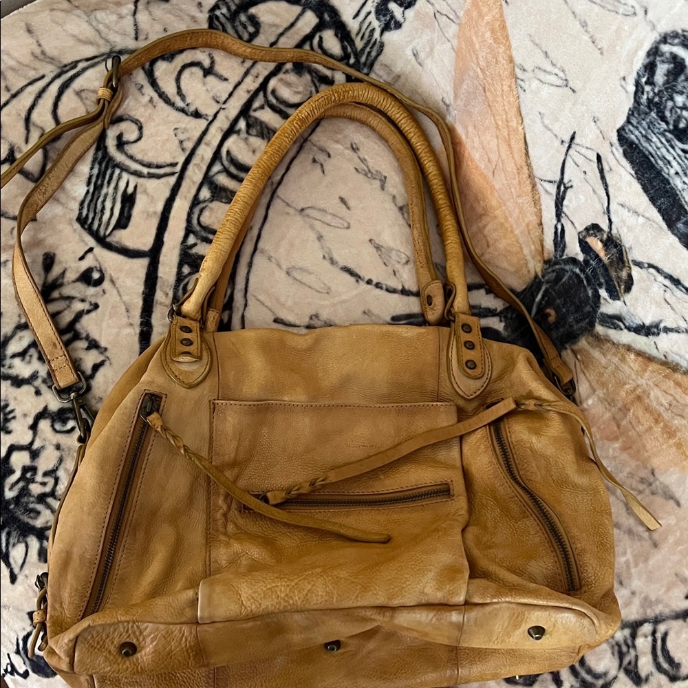 Free People Camel Leather Shoulder Bag